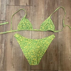 Kulani Kinis Floral Green and Yellow Bikini Set